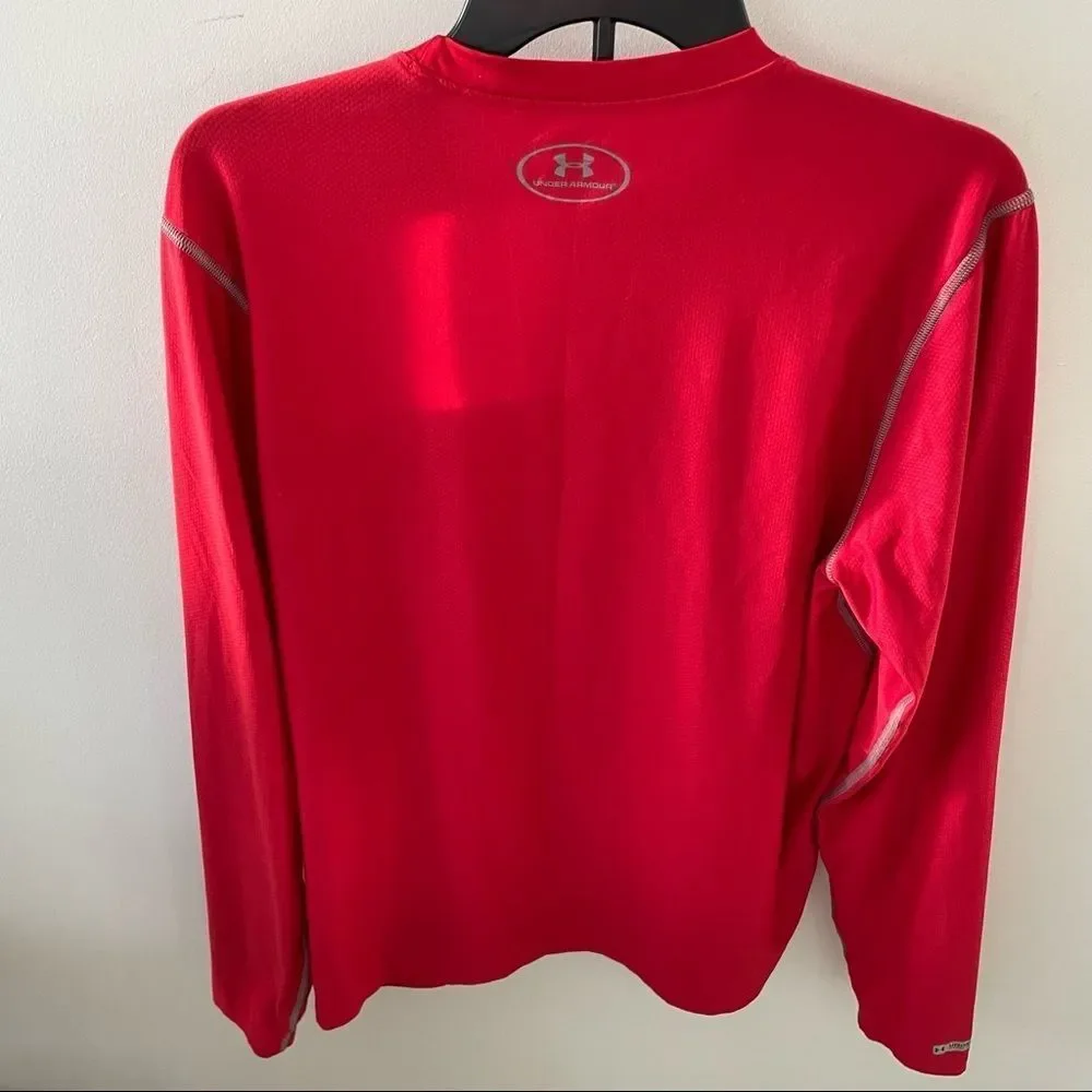 Men’ Under Armour HeatGear Red Long Sleeve fitted shirt Size L - Picture 6 of 6